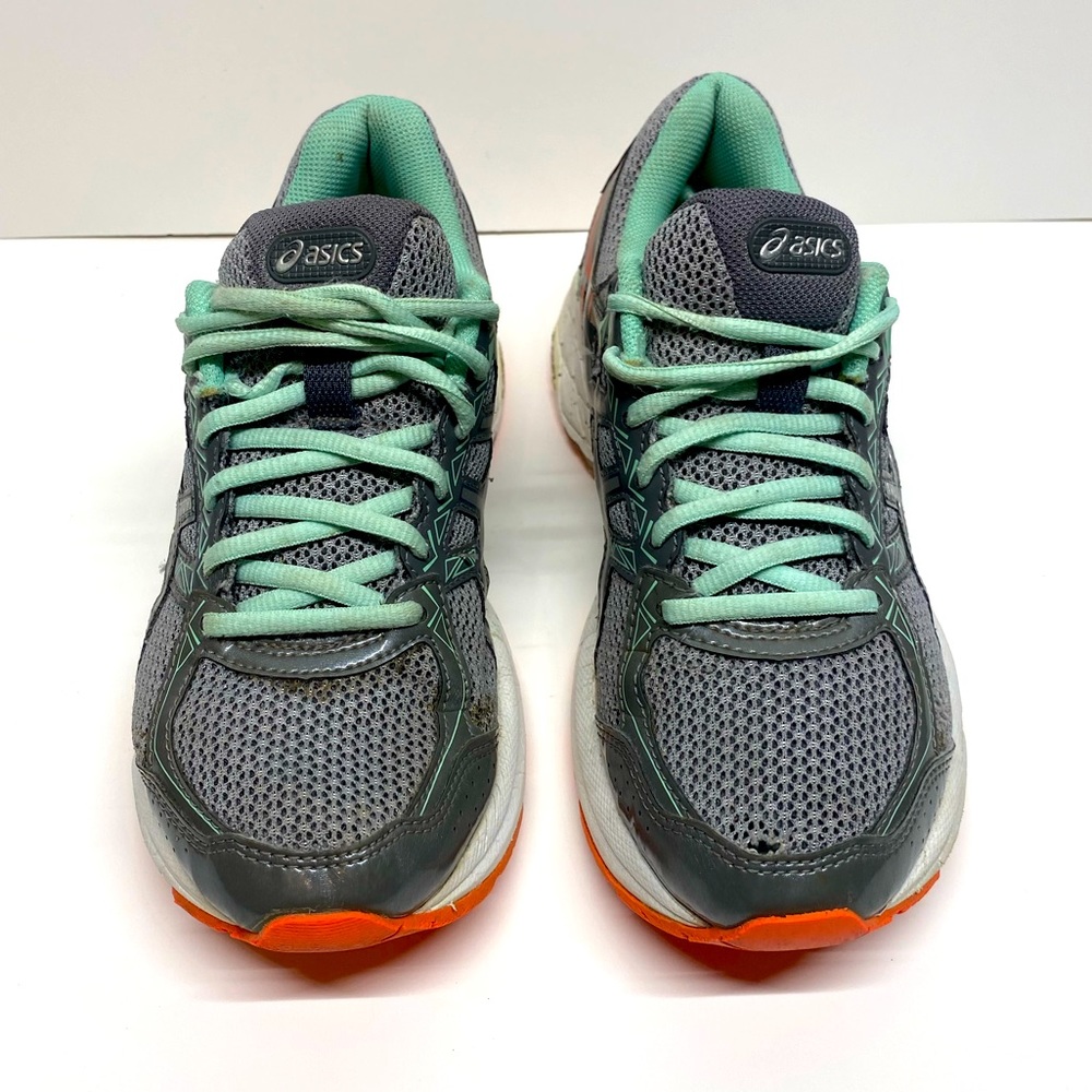 Asics Gel-Exalt 3 T666N Women Gray/Mint Green/Orange Lace Up Running Shoe Size 6